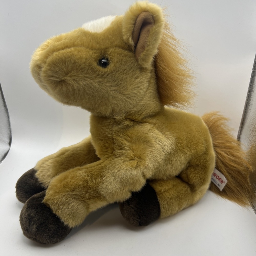 Aurora World Inc Tan Brown White Horse Pony Stuffed Animal Plush Toy 11" Soft